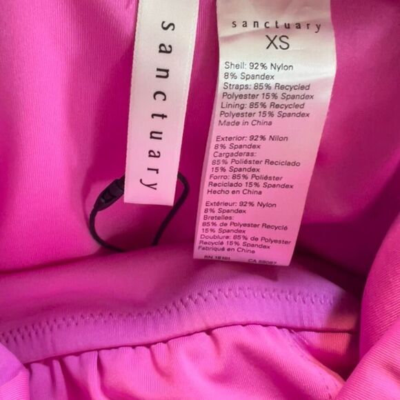 Sanctuary Balancing Act Shirred-Side Cropped Pink Aura Tankini Top Women's XS - Picture 4 of 12